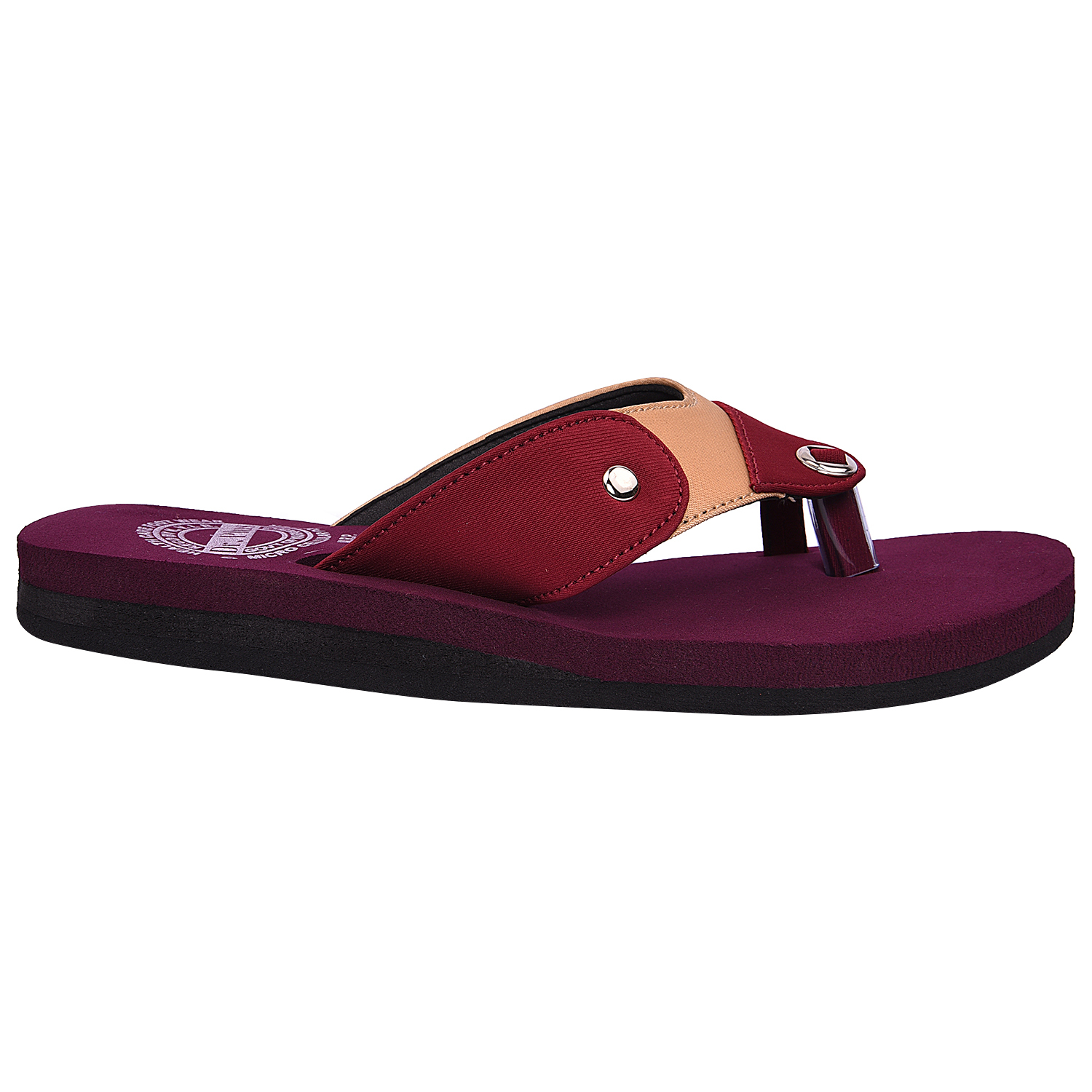Mcp Slippers - Synthetic Leather Upper, Size 5-11 | Maroon Brown Color, Rubber Outsole, Ideal For Women In All Seasons