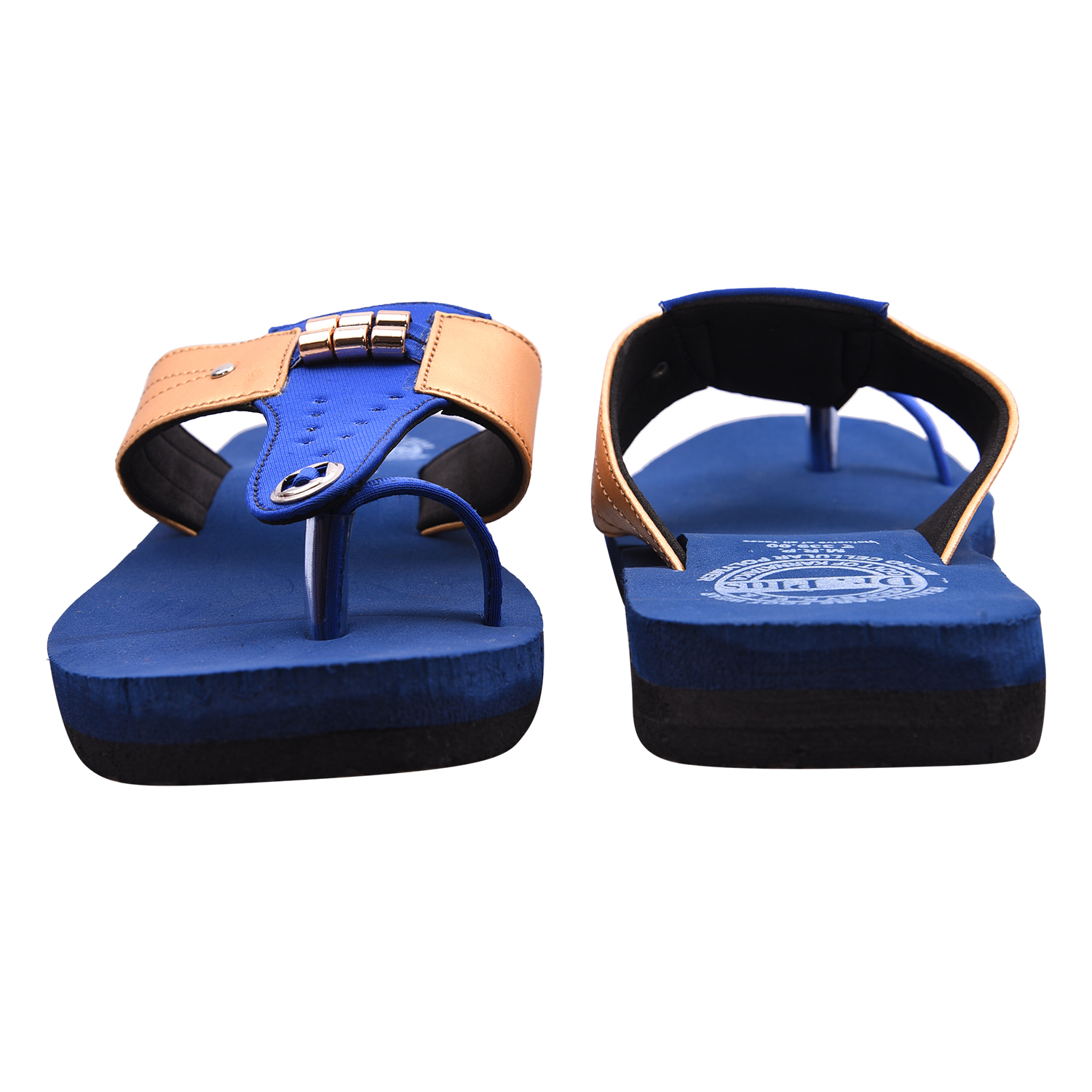 Mcp Slippers - Synthetic Leather Upper, Size 5-11 | Blue Flip Flops For Women With Rubber Sole