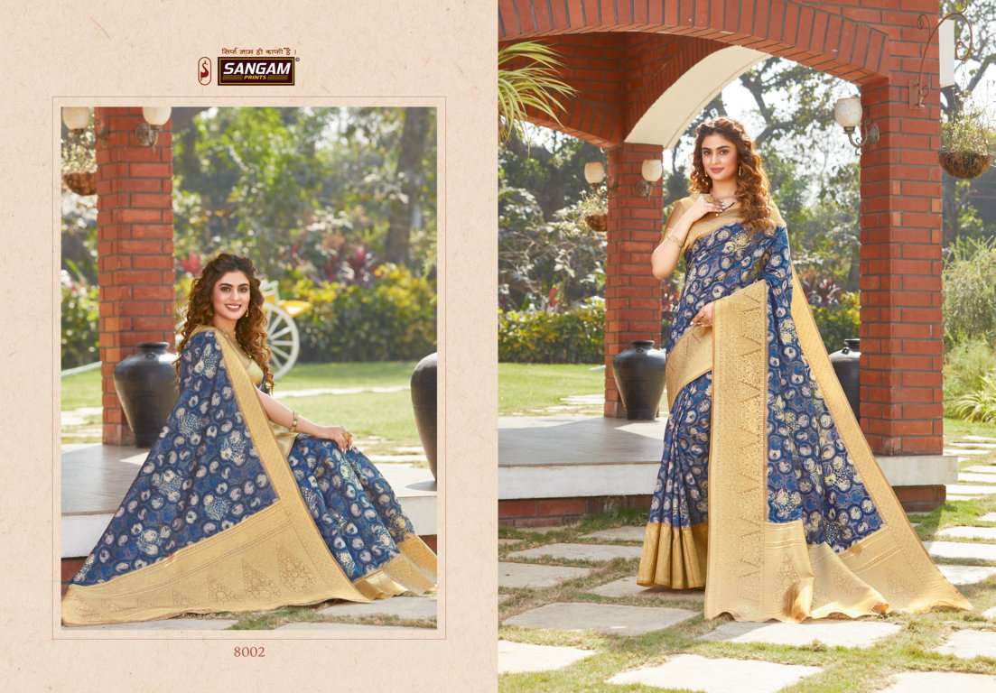 Multi Color Sangam Prints Adrak Digital Printed Silk Saree Catalog