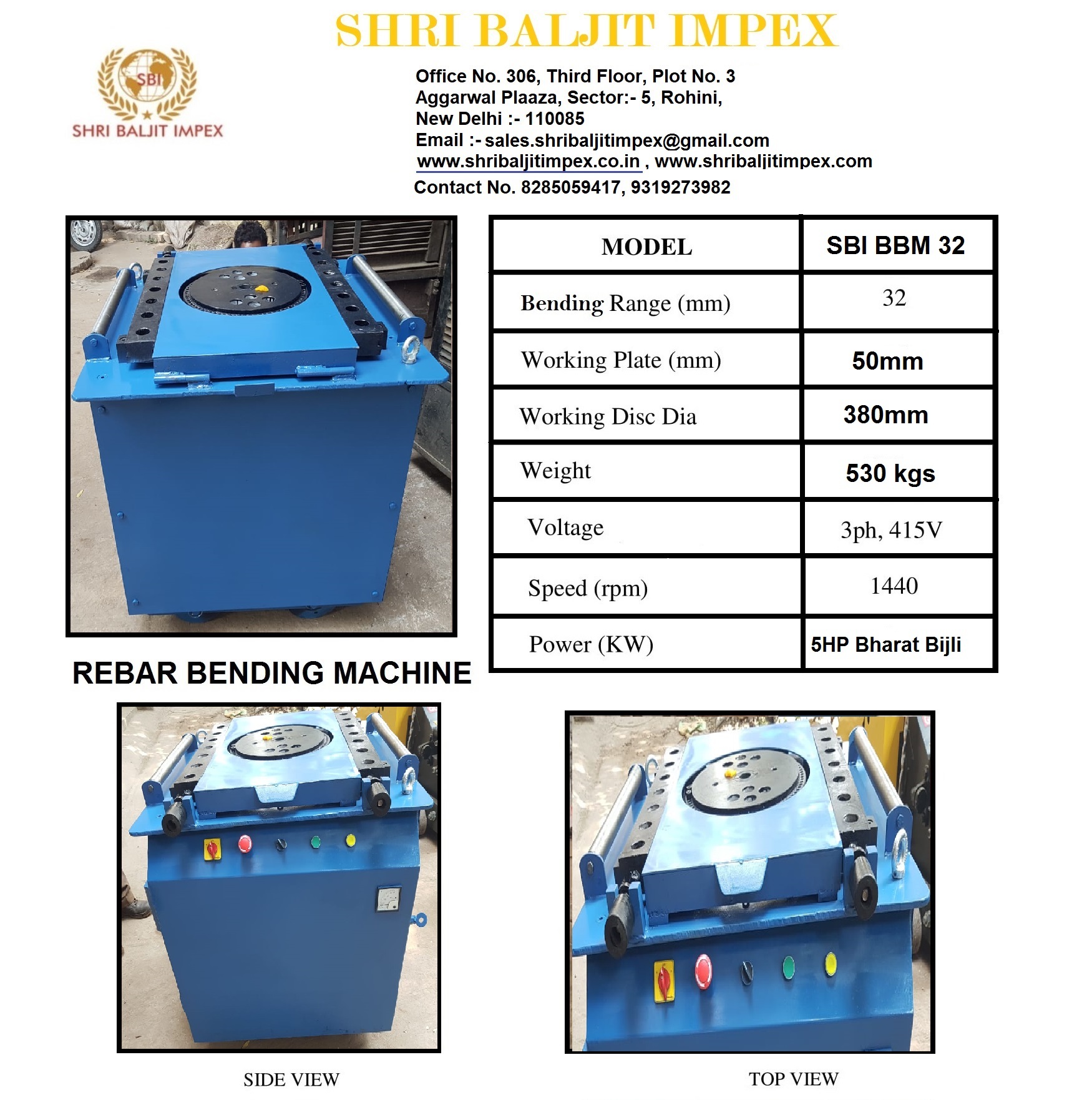Rebar Bending Machine - Bending Angle: 180 Degree