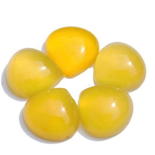8mm Yellow Chalcedony Heart Cabochon Loose Gemstones Grade: Aaa