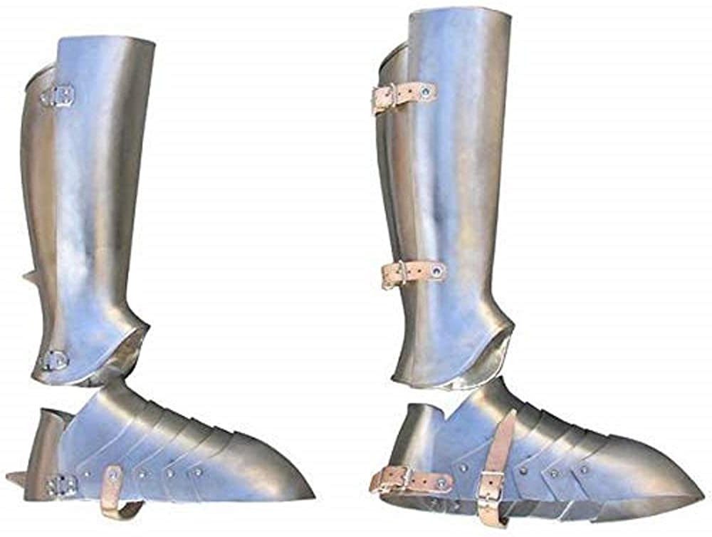 Iron Medieval Larp Armor Leg Guard Silver