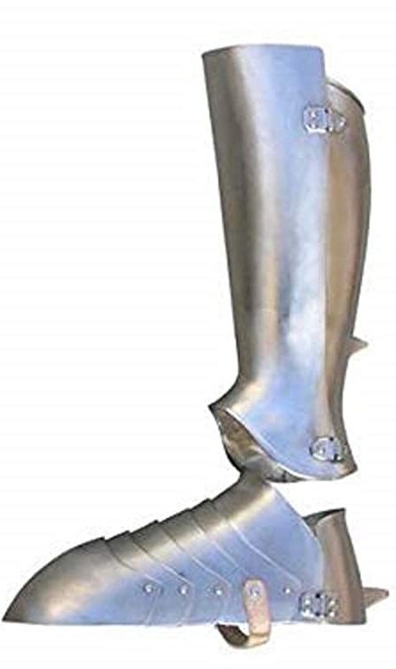 Iron Medieval Larp Armor Leg Guard Silver