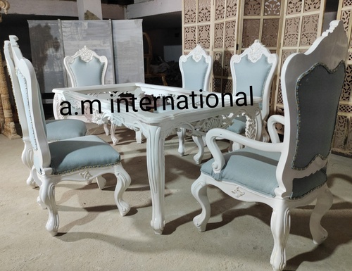 हस्तनिर्मित 6 सीटर डाइनिंग टेबल