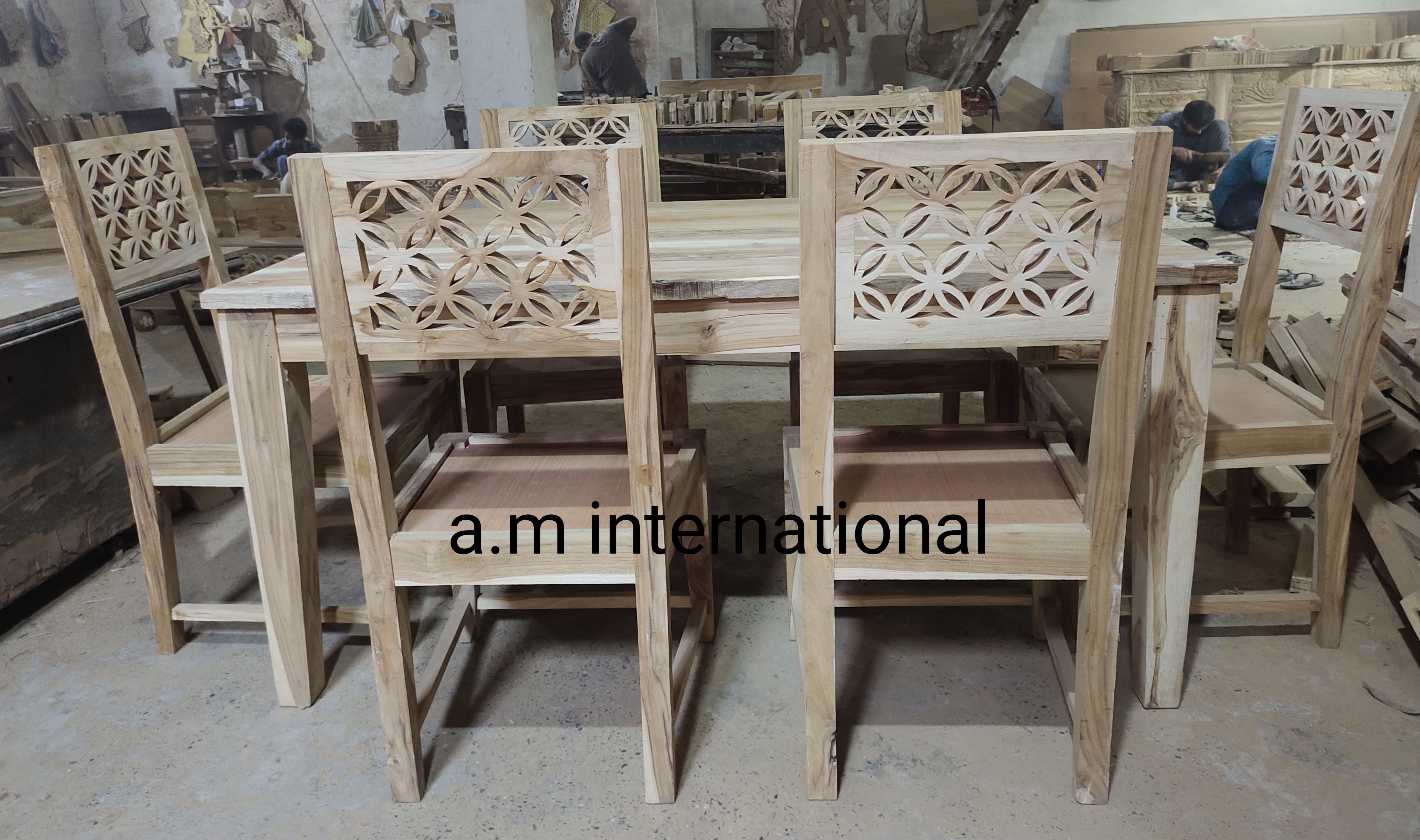 Teak Wood Dining Table Set - 6 Seater, Handmade Brown Finish | No Assembly Required, Indian Style, Indoor Furniture