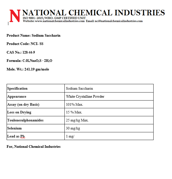 White Saccharin Sodium