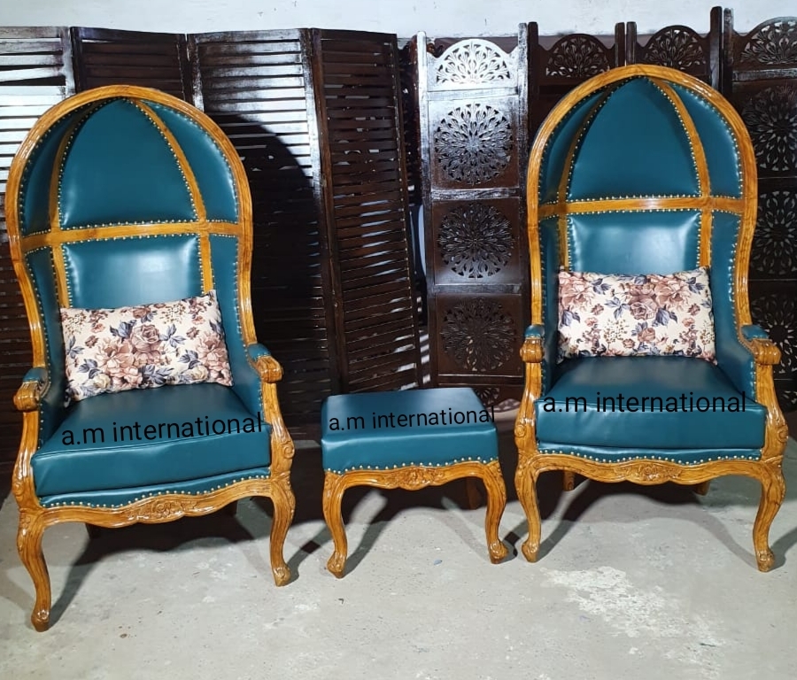 Wooden Bedroom Chairs - Teak Wood, King Size | Hand Painted Finish, Elegant Design For Cozy Living Spaces