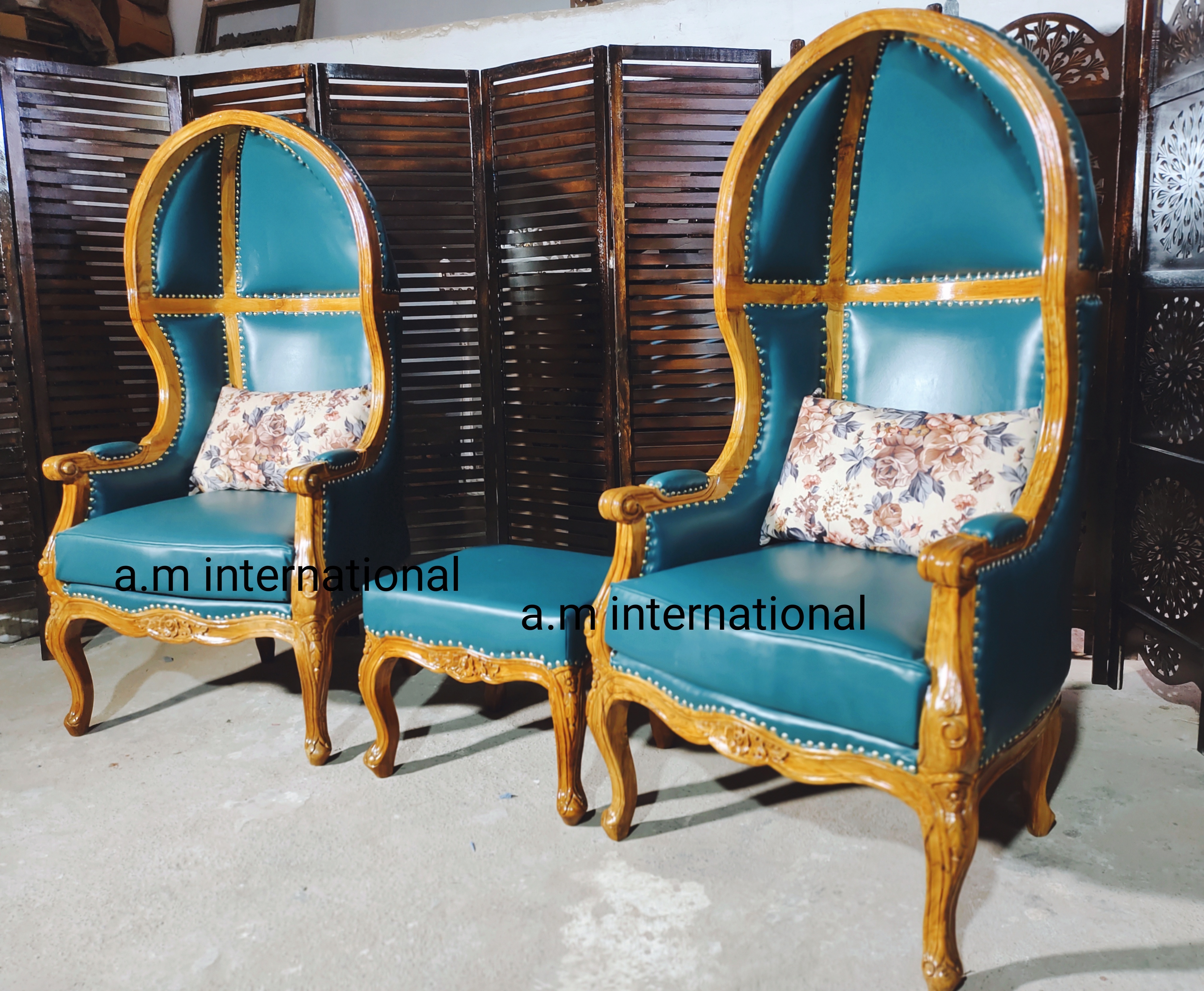 Wooden Bedroom Chairs - Teak Wood, King Size | Hand Painted Finish, Elegant Design For Cozy Living Spaces