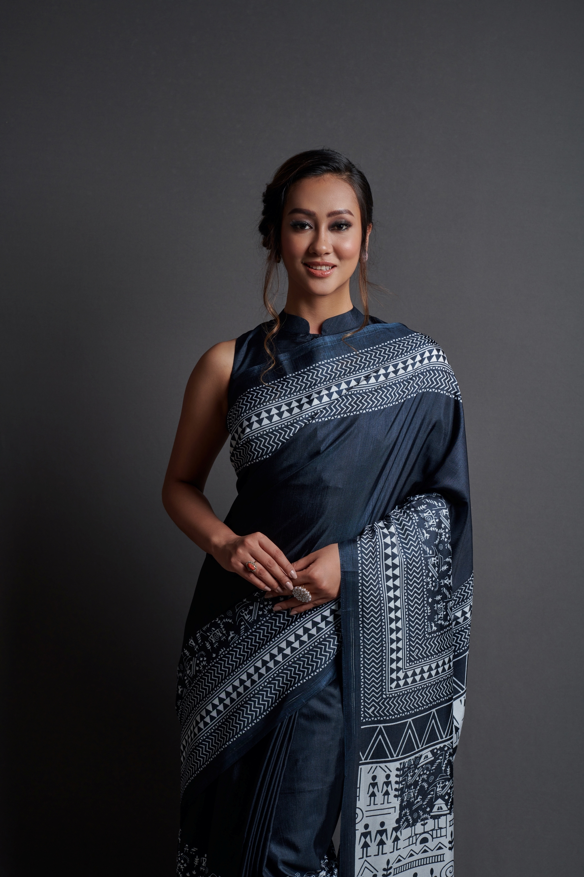 Designer Sarees - Dola Silk Printed Saree 5.5 Metres , Teal Blouse Fabric 0.8 Metres, Comfortable Wear, Elegant Design, Stylish Drape, Vibrant Print