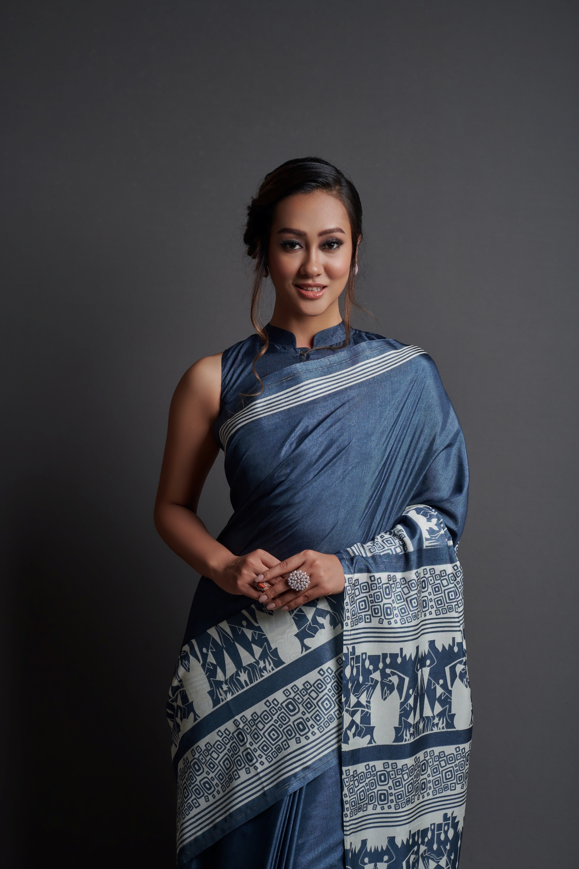 Designer Sarees - Dola Silk Printed Saree 5.5 Metres , Teal Blouse Fabric 0.8 Metres, Comfortable Wear, Elegant Design, Stylish Drape, Vibrant Print