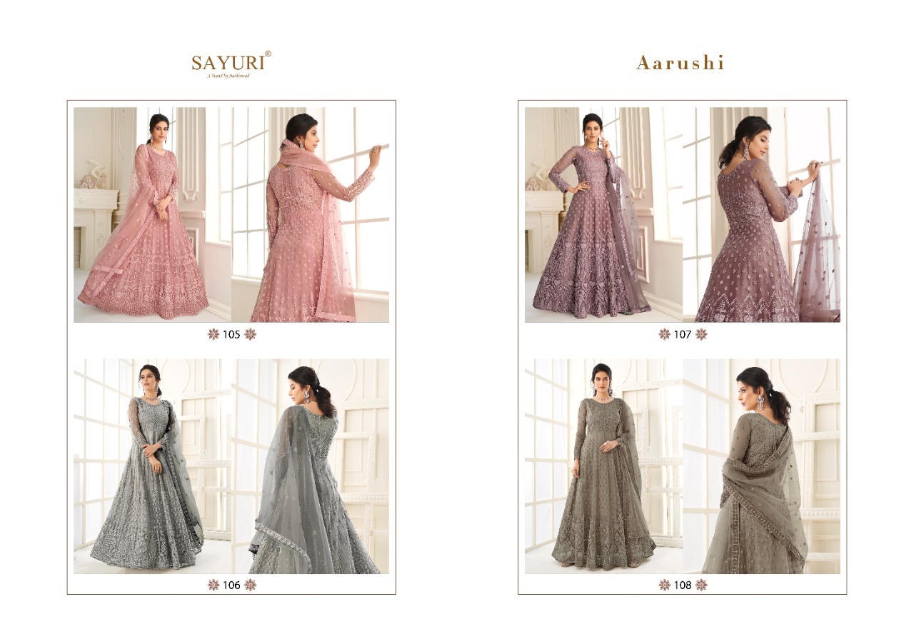 Multi Color Aashirwad Creation Aarushi Butterfly Net Embroidered Designer Suit Catalog