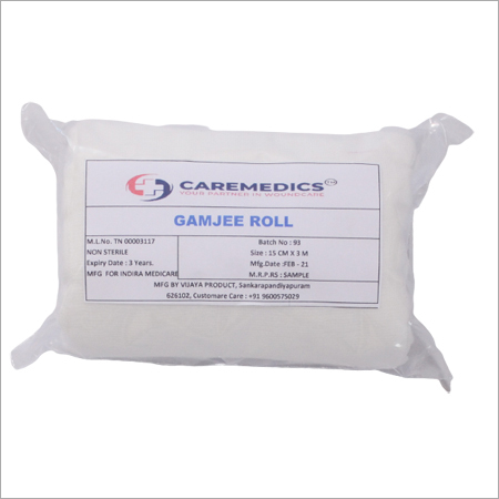 Gamjee Roll - Cotton Material, 10x5 cm Dimensions, 50 gm Weight | High Absorbency, Sterile, Individually Wrapped for Wound Dressing & First Aid