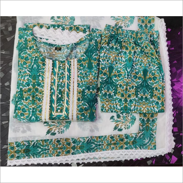 Fabric Cotton Kurti With Pant And Dupatta Size: Extra Large