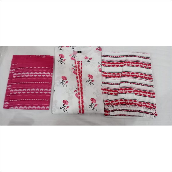 Cotton Kurti With Pant And Malmal Dupatta Size: Extra Large