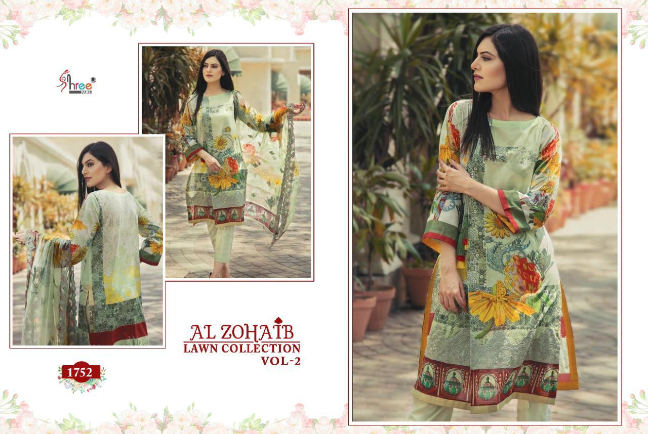 Multi Color Shree Fabs Al Zohaib Lawn Collection Vol 2 Cotton Pakistani Suit Catalog