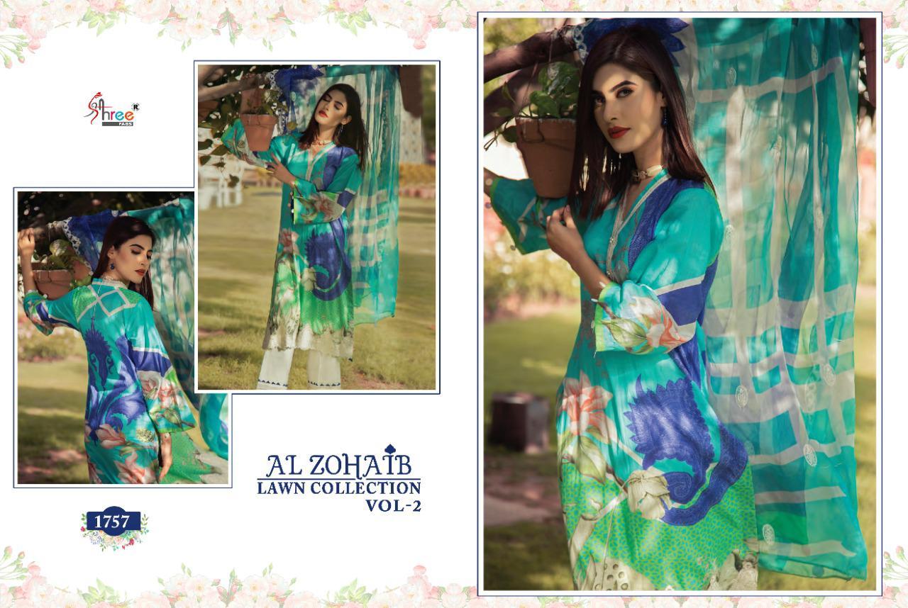 Multi Color Shree Fabs Al Zohaib Lawn Collection Vol 2 Cotton Pakistani Suit Catalog