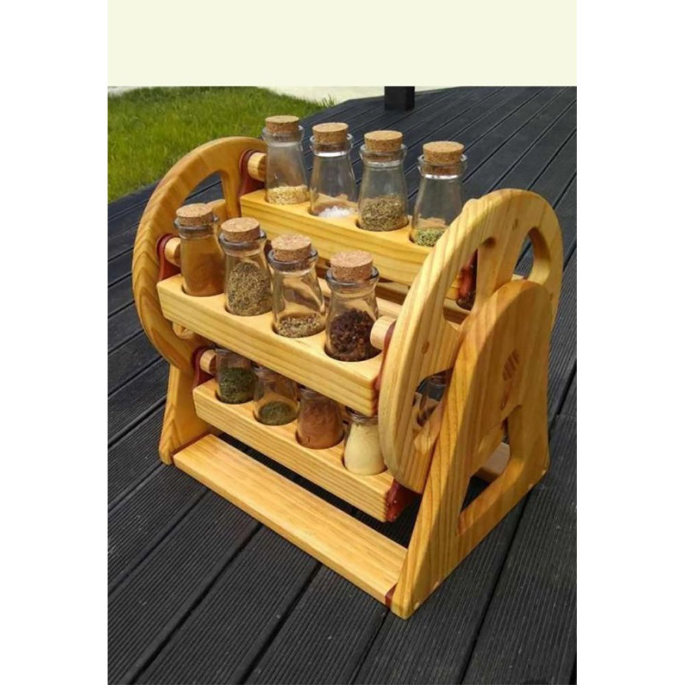 Natural Wooden Kitchen Spice Rack