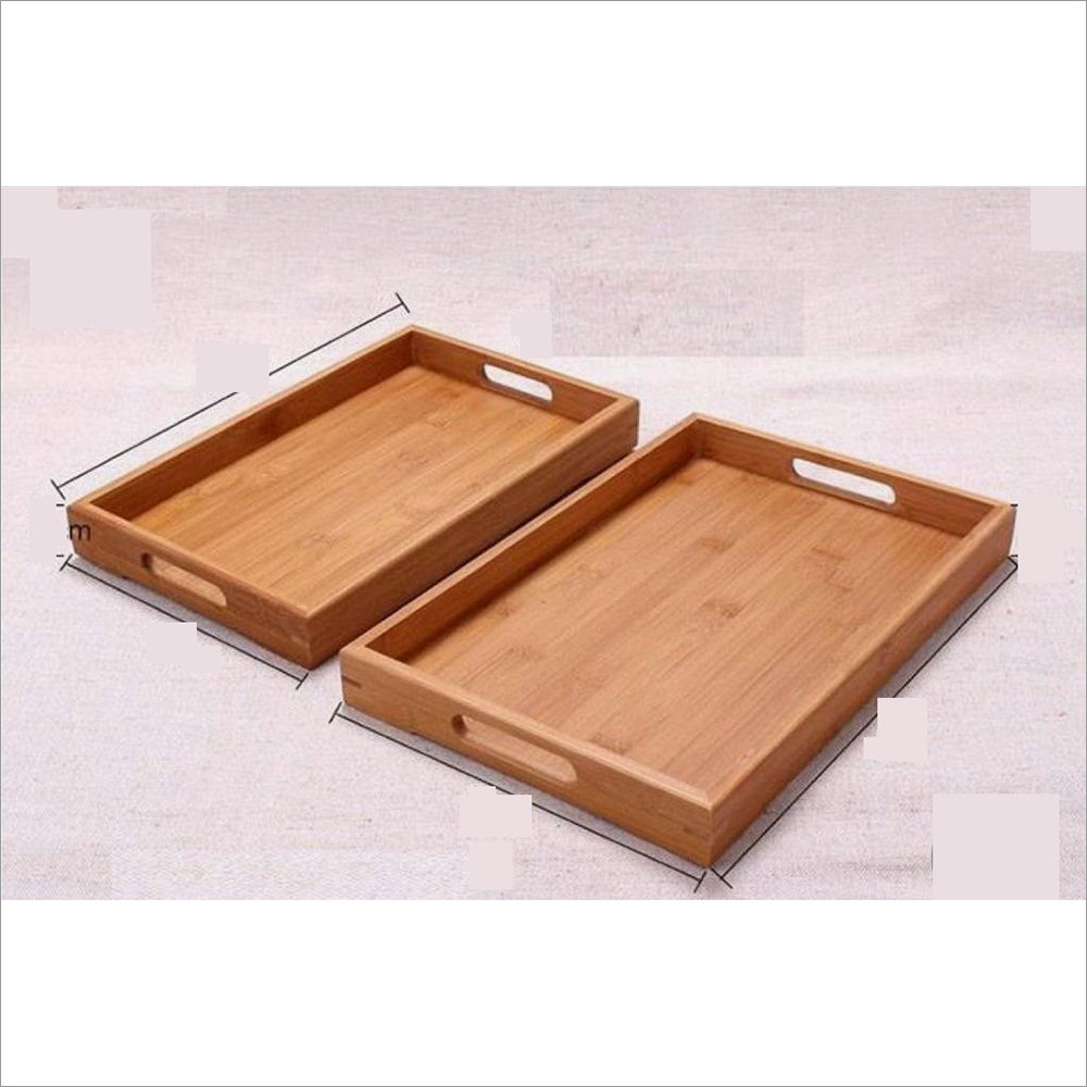 Natural Rectangular Wooden Serving Tray