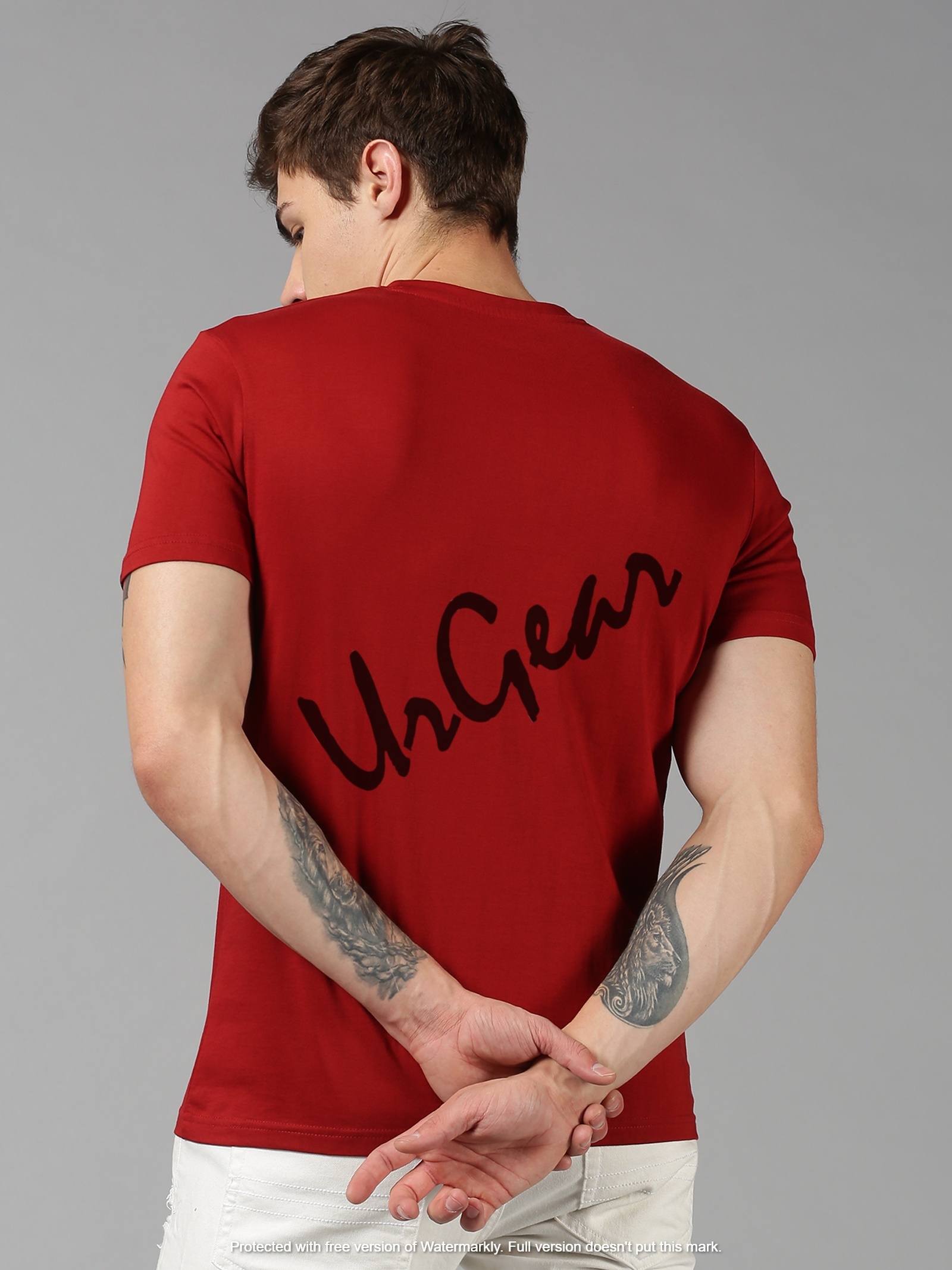 Men Round Neck T-shirt - 100% Combed Cotton, Sizes S-xxl, Red Color, Short Sleeves, Bio-washed Softness, Pre-shrunk Fabric, 190 Gsm