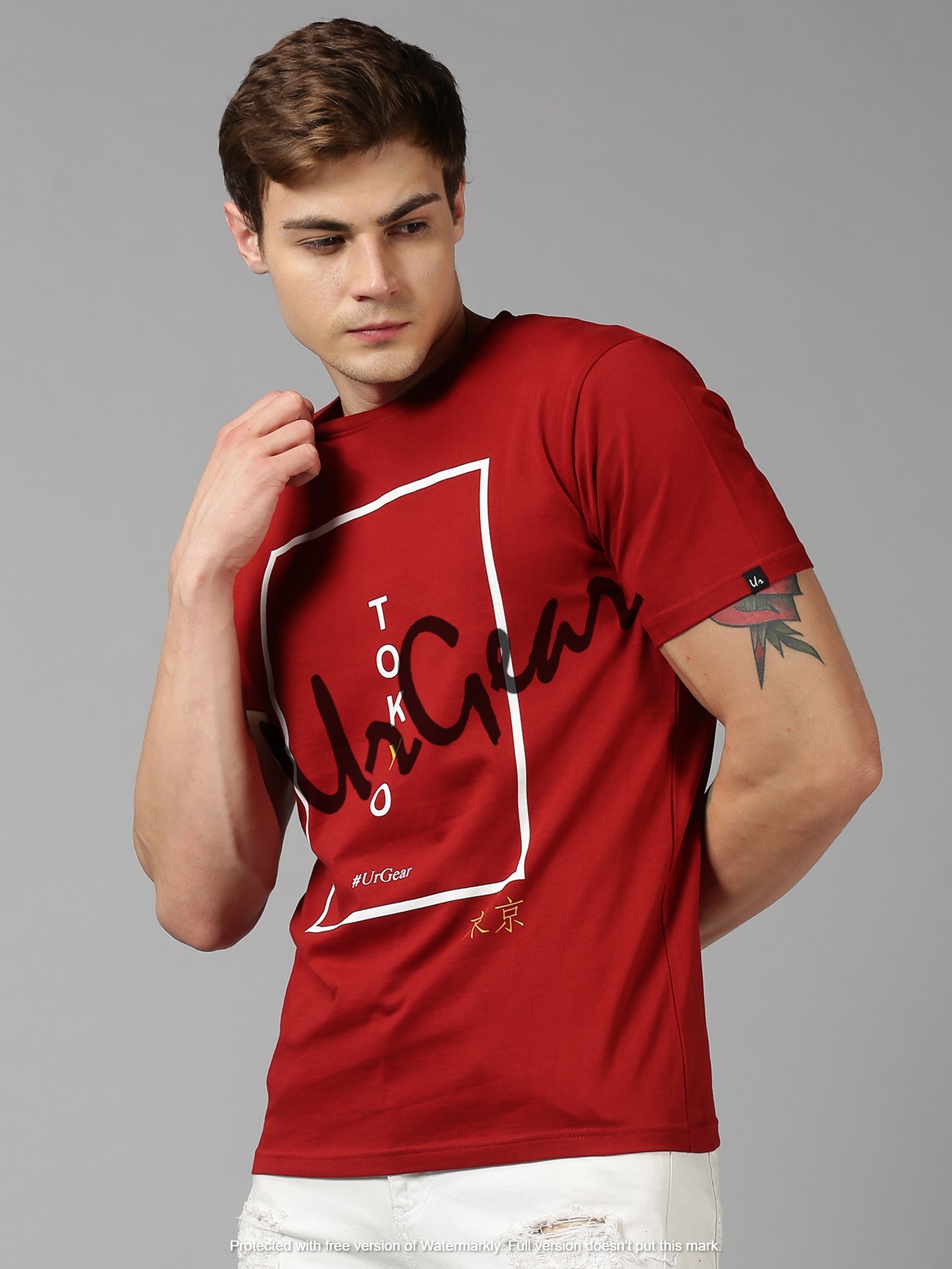 Men Round Neck T-shirt - 100% Combed Cotton, Sizes S-xxl, Red Color, Short Sleeves, Bio-washed Softness, Pre-shrunk Fabric, 190 Gsm