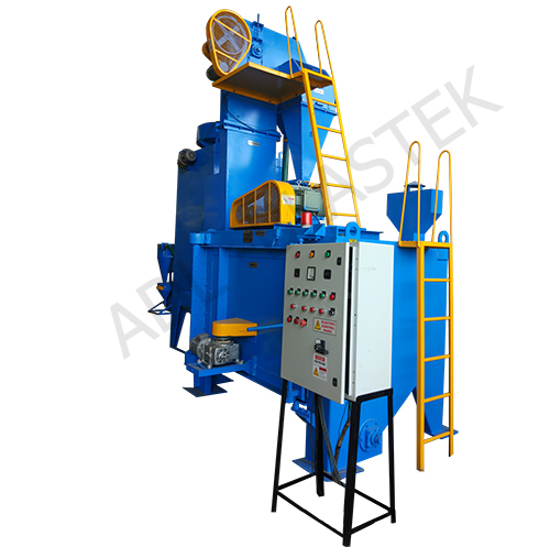 1200 Turn Table Shot Blasting Machine - 12.5" Wheel Size, 5-10 Ton Capacity | Automatic Operation, Durable Dark Blue Finish, Robust Dust Collector, Ideal for Castings and Forgings