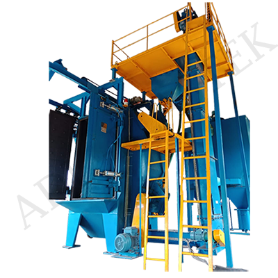 Dark Blue Close Loop Hanger Shot Blasting Machine