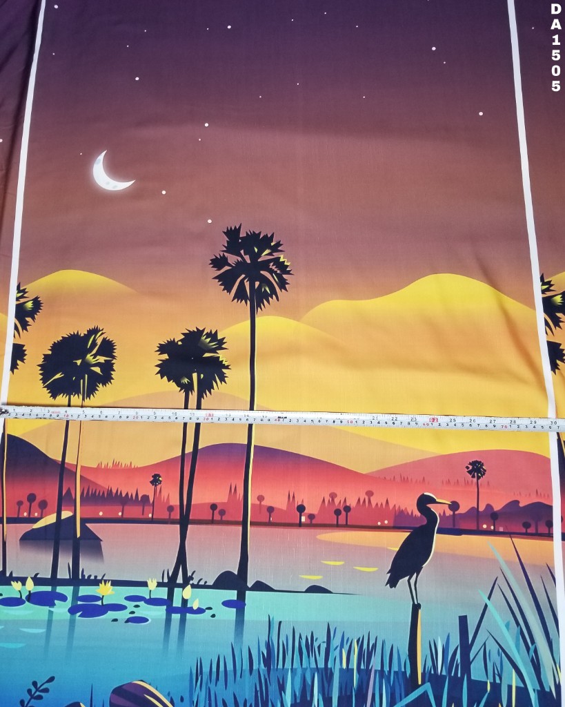 Washable Striking Digital Print Design On Rayon Slub Fabric