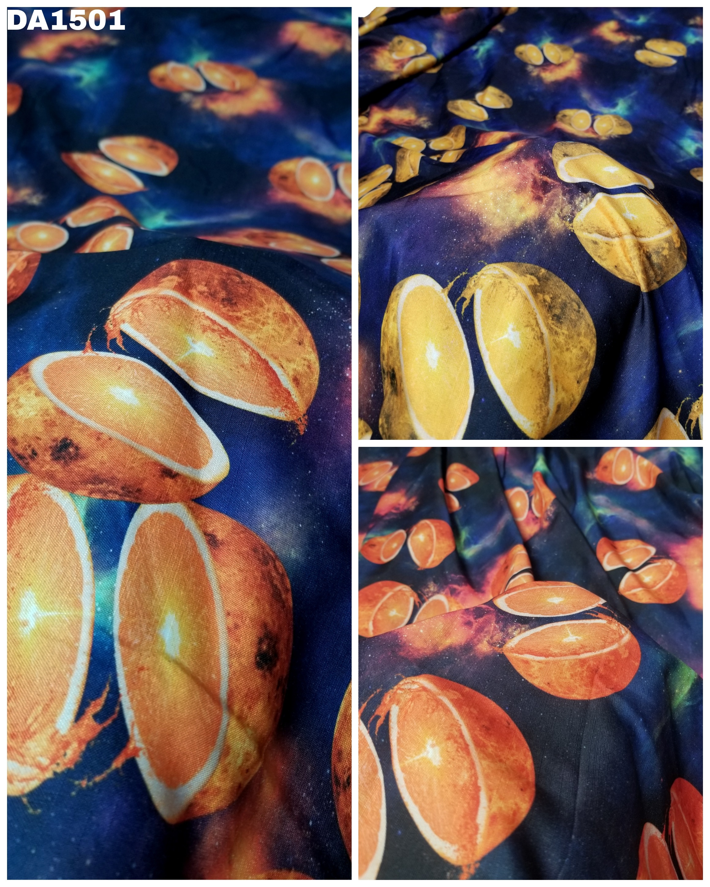Fruity Digital Print Design On Rayon Slub Fabric - 58" Wide, Washable, Ideal For Garments | Vibrant Colors As Shown In Images