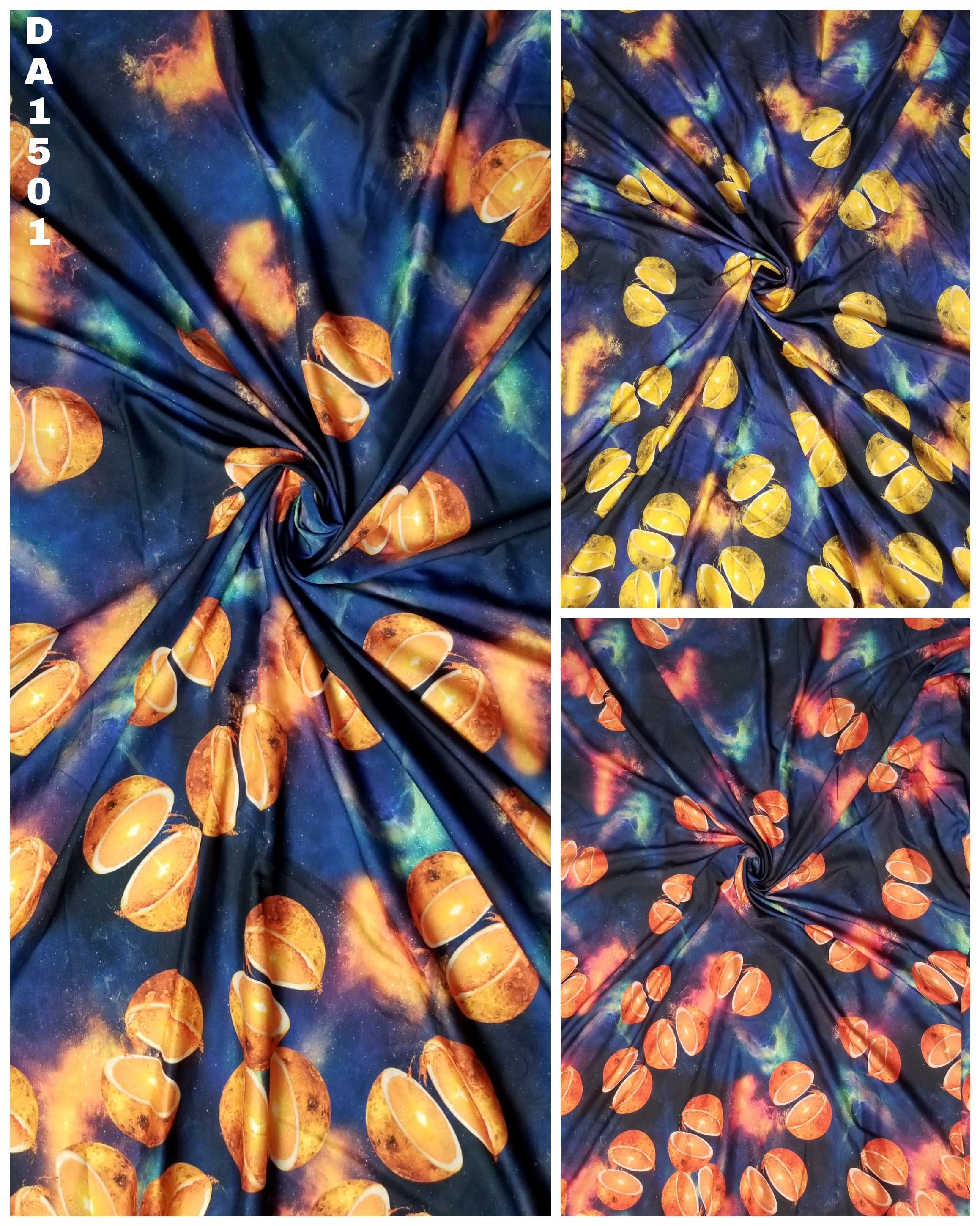 Fruity Digital Print Design On Rayon Slub Fabric - 58" Wide, Washable, Ideal For Garments | Vibrant Colors As Shown In Images
