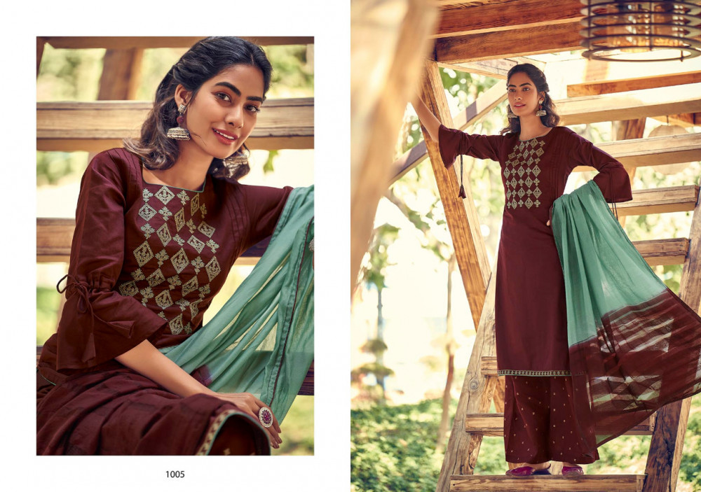 Multi Color Stuffy Fashion Fenny Jam Satin With Fancy Embroidery Work Suits Catalog