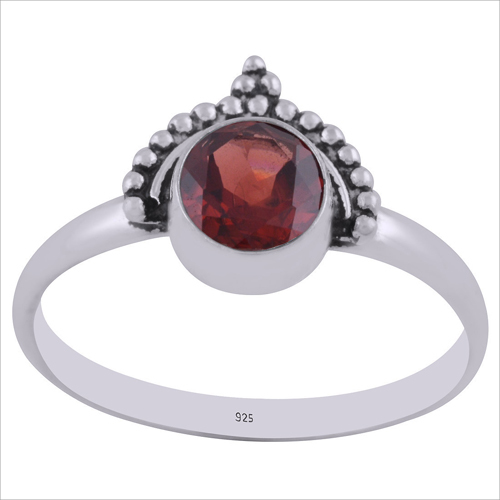 Garnet Natural Gemstone 925 Sterling Solid Silver Round Cut Stone Handmade Ring