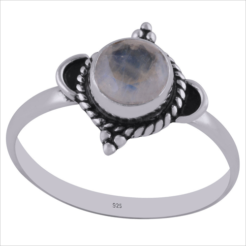 Rainbow Natural Gemstone 925 Sterling Solid Silver Round Cut Stone Handmade Ring