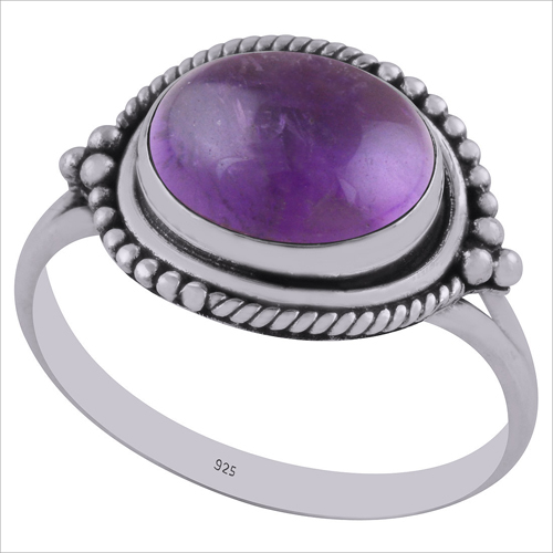 Amethyst Natural Gemstone 925 Sterling Solid Silver Oval Cabochon Handmade Ring