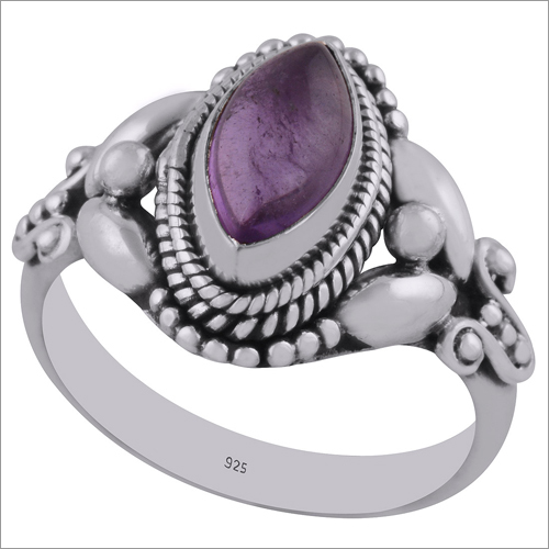 Amethyst Natural Gemstone 925 Sterling Solid Silver Marquise Cabochon Handmade Ring