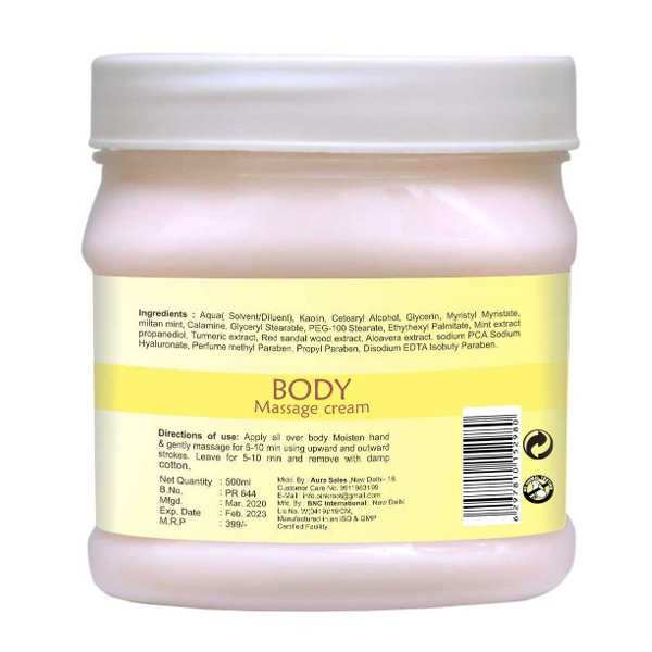 Pink Root Body Massage Cream - 500gm Enriched With Almond Olive & Carrot Seed Oil Moisturizing For All Skin Types Alcohol-free Easy To Use