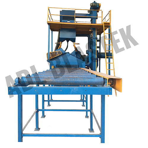 Dark Blue Roller Conveyor Shot Blasting Machine For Bright Bars