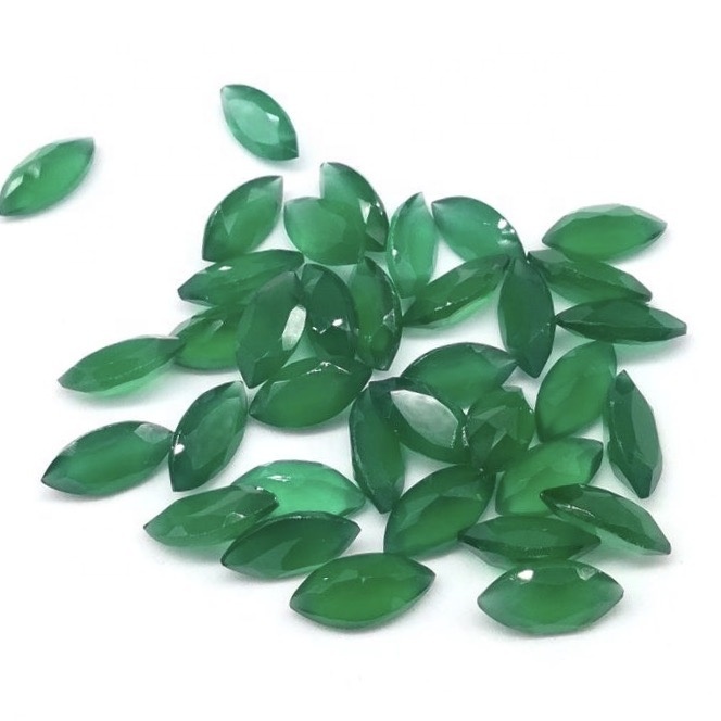 4x8mm Green Onyx Faceted Marquise Loose Gemstones Grade: Aaa