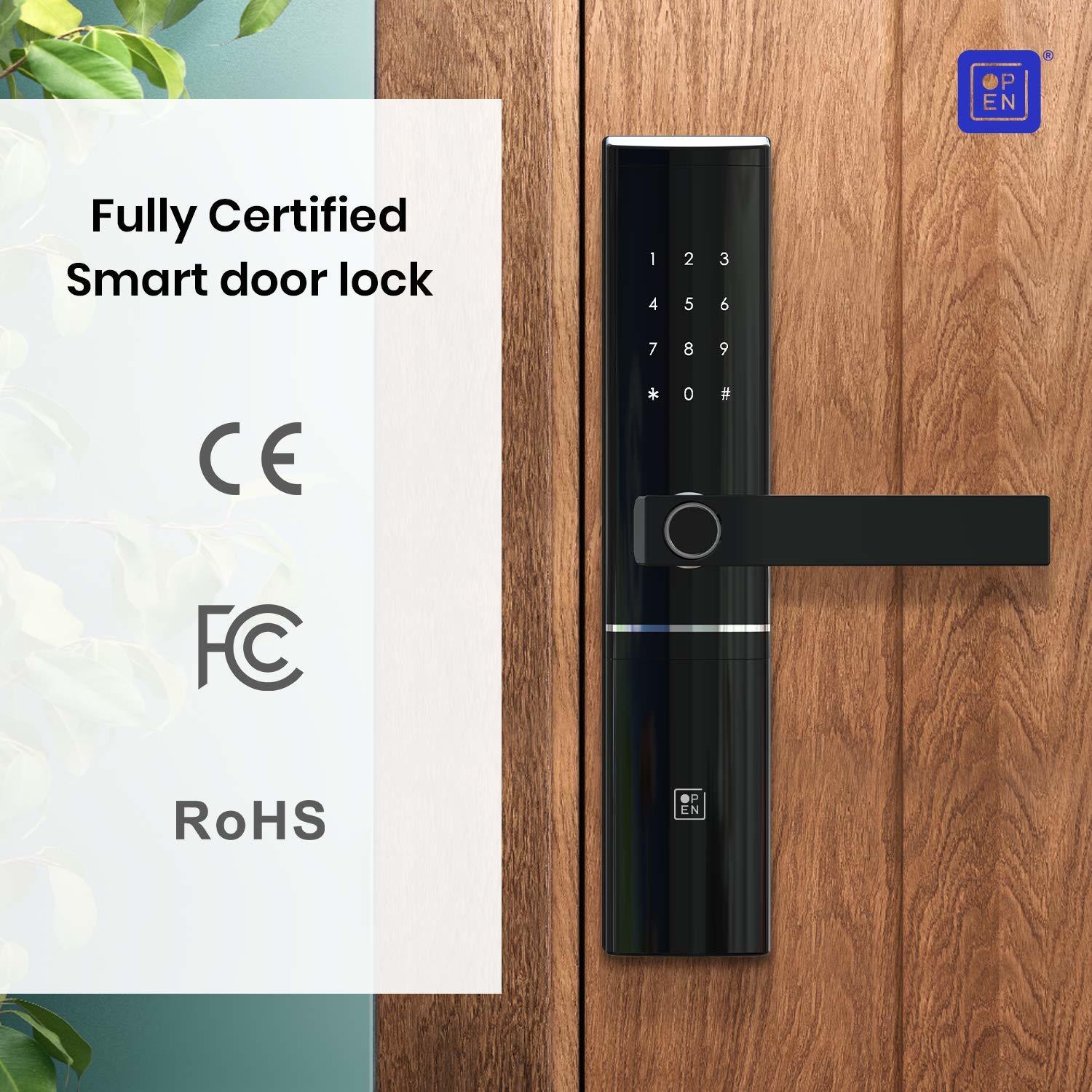 Open Door Smart Door Lock Right Handle Black Colour
