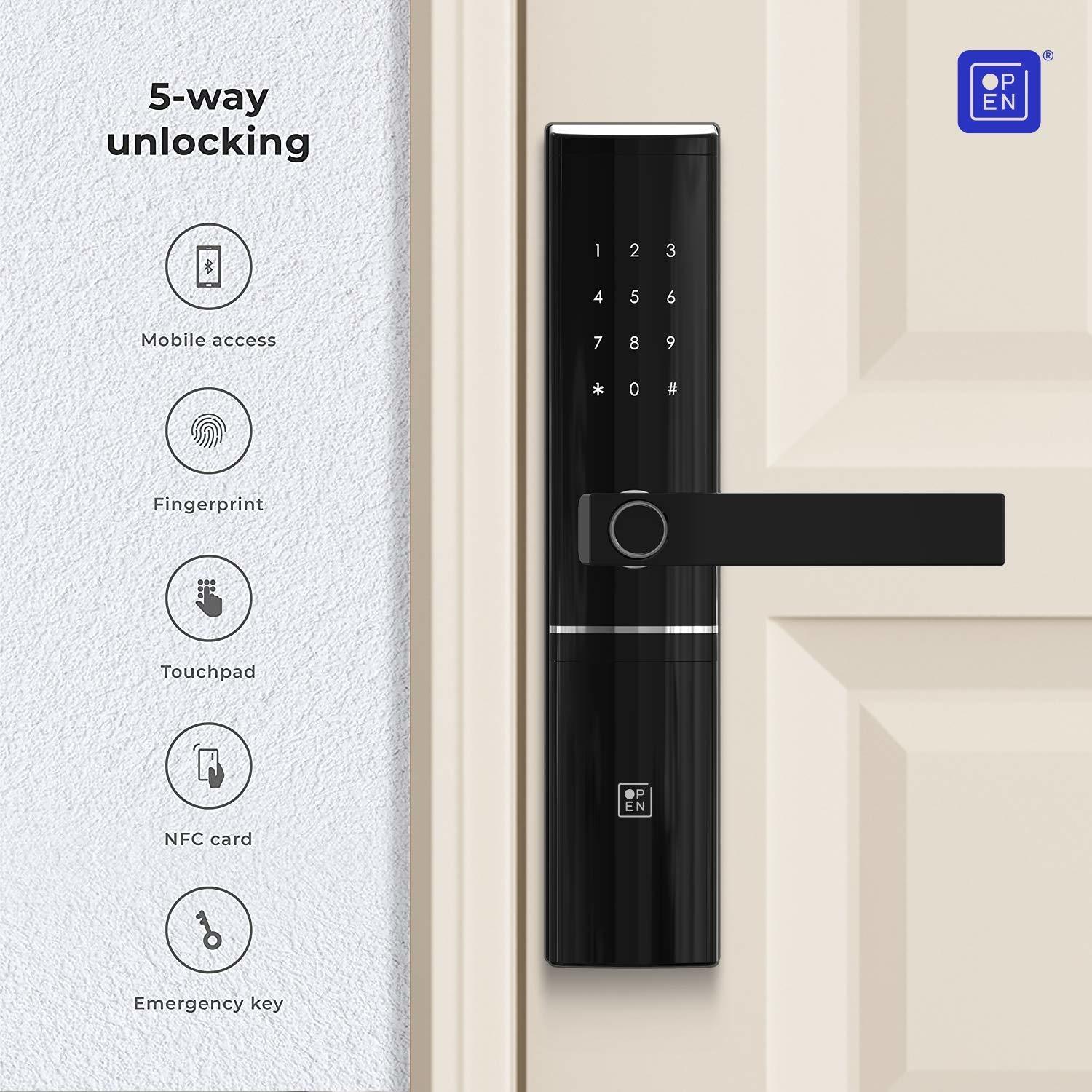 Open Door Smart Door Lock Right Handle Black Colour