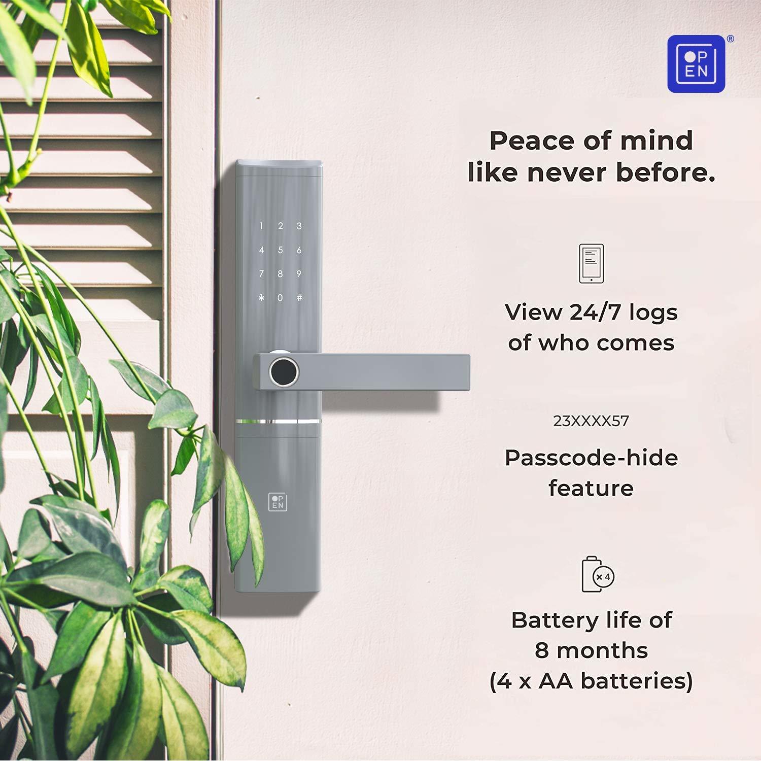Open Door Smart Door Lock Right Handle Silver Gery Colour