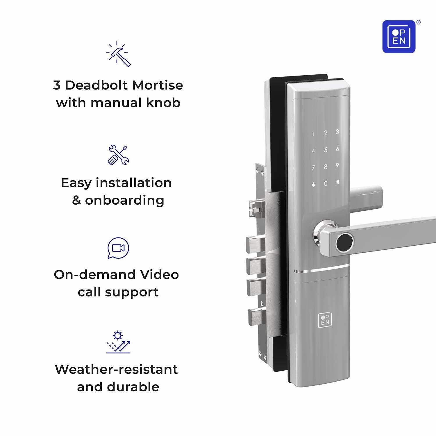 Open Door Smart Door Lock Right Handle Silver Gery Colour