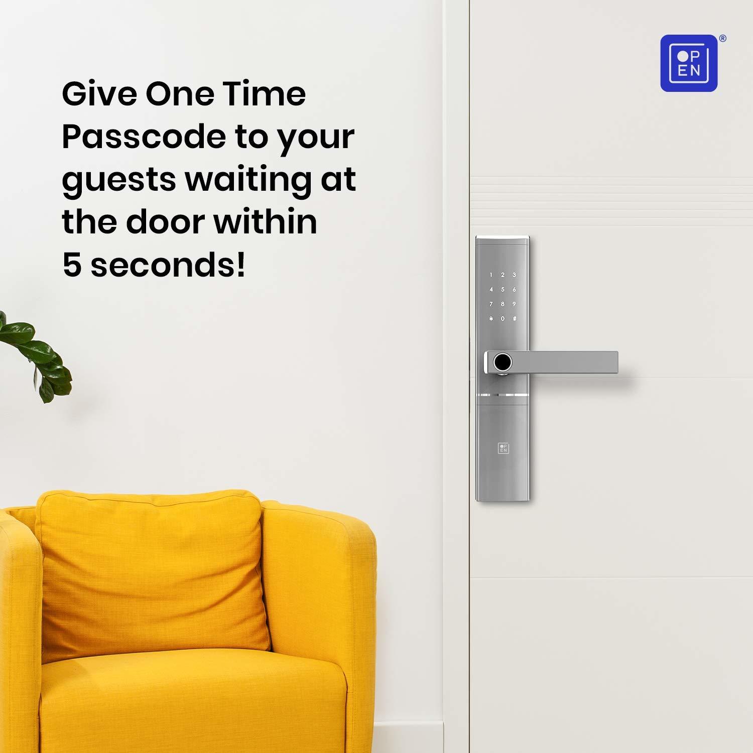 Open Door Smart Door Lock Right Handle Silver Gery Colour