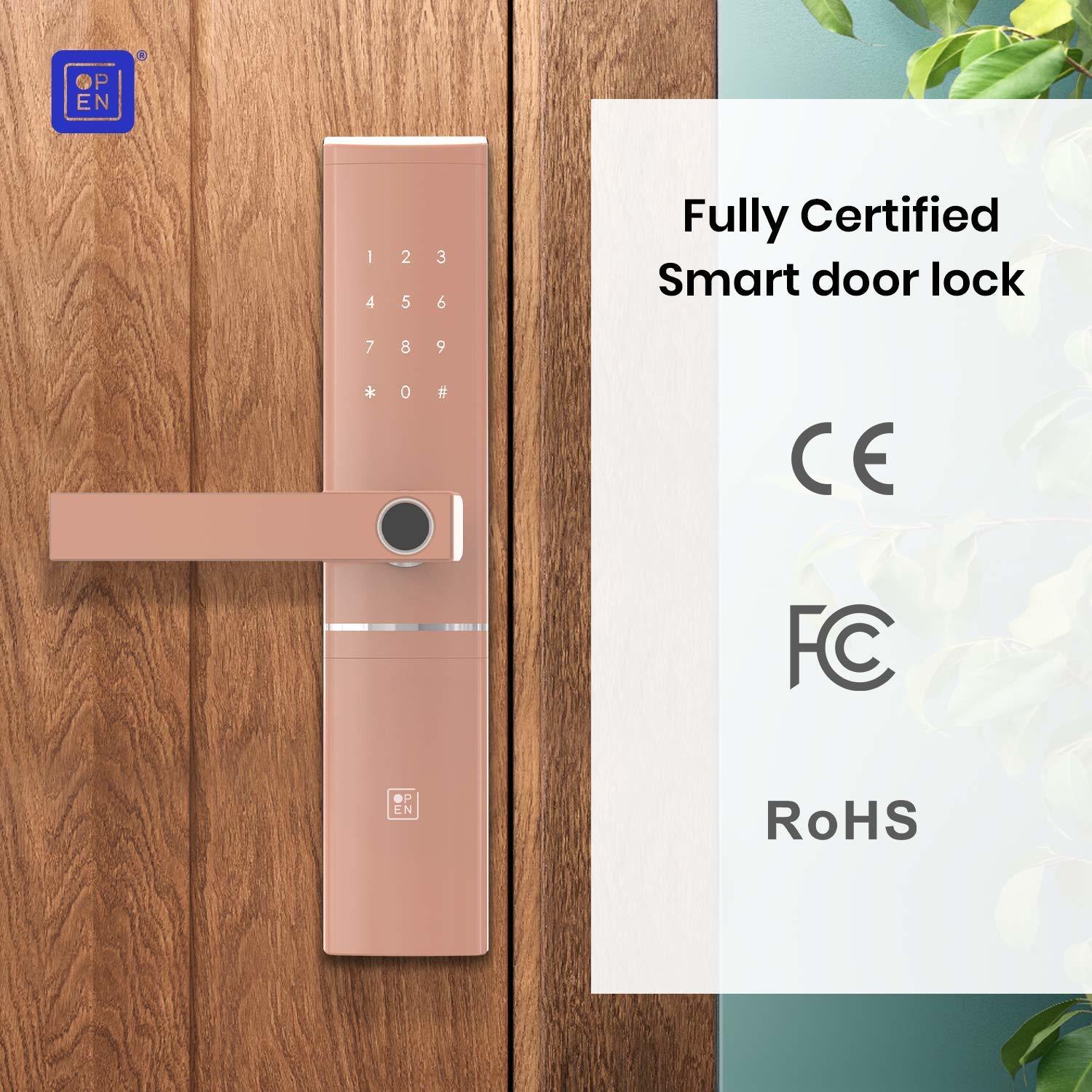 Open Door Smart Door Lock Left Handle Rose Colour