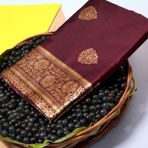 S0ft Lichi Silk Saree - Litchi Silk Material, Customized Size, 4 Color Options | Breathable, Washable, Printed Pattern, Heavy Jaqqard Blouse