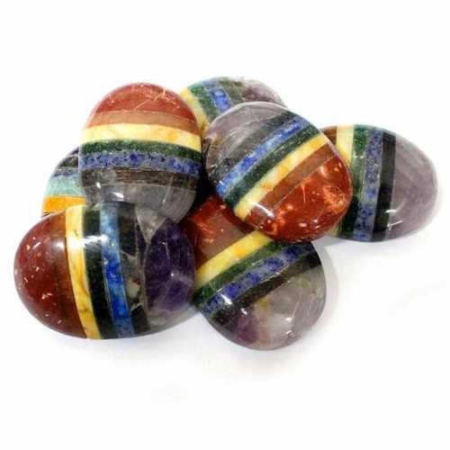 Saven Chakra Crystal Stone Palm Stone Size: 40mm