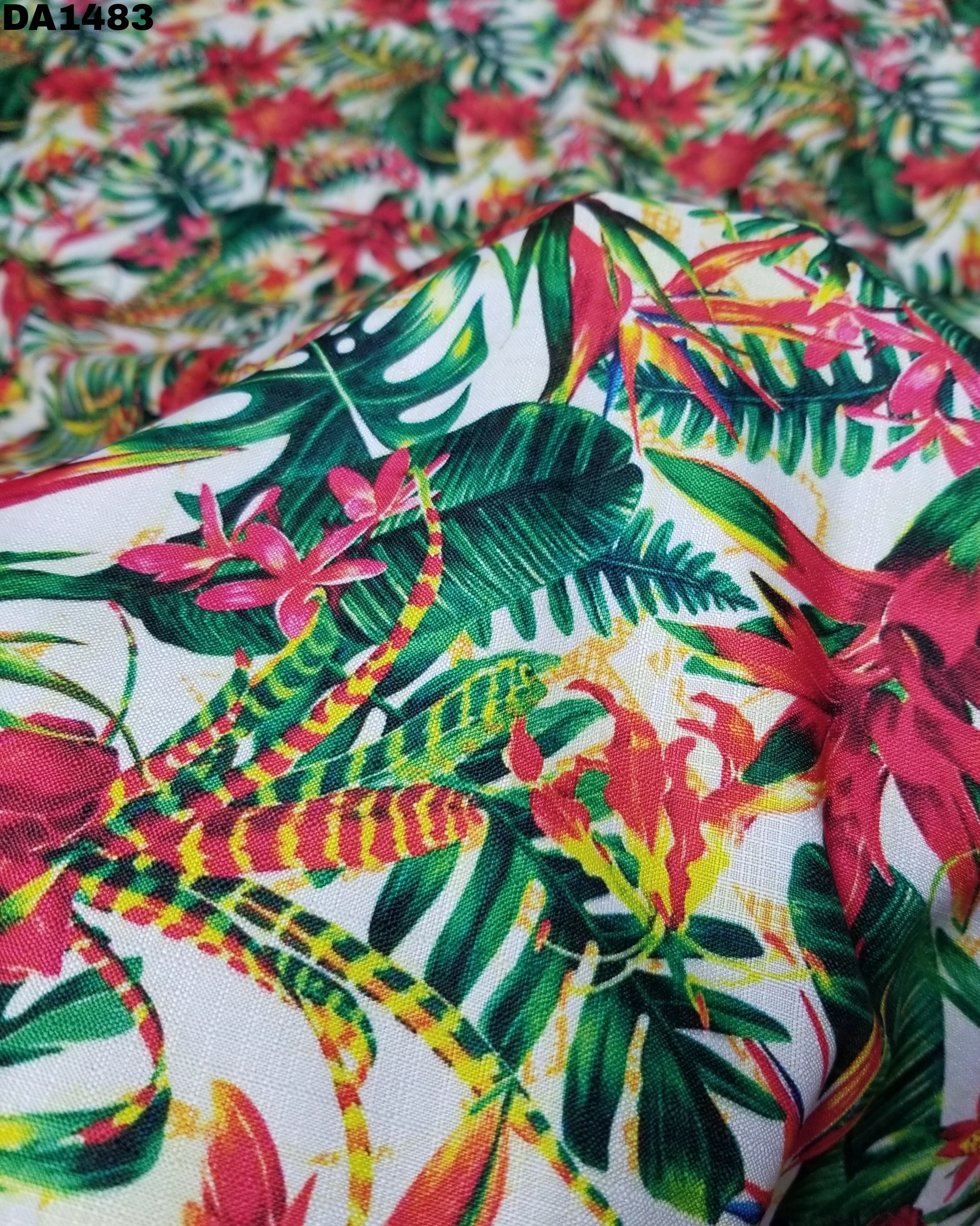 Beautiful Big Width Digital Prints On Linen Fabric - Linen Fabric, 58 Inch Width | Washable, Vibrant Color As Shown In Images, Ideal For Garments