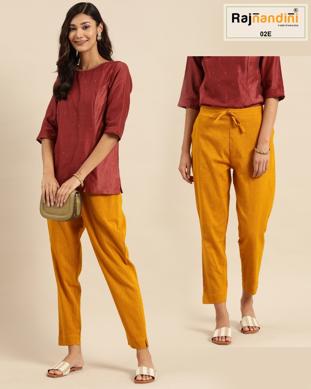 Rajnandini Vol-1 Pants Catalogue Set - Summer Wear Cotton Slub, Size: S, M, L, Xl, Xxl, Length: 38 Inches, Colors: 07, Casual Style, Washable, Plain Pattern, All Season