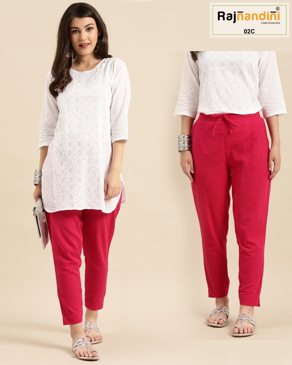 Rajnandini Vol-1 Pants Catalogue Set - Summer Wear Cotton Slub, Size: S, M, L, Xl, Xxl, Length: 38 Inches, Colors: 07, Casual Style, Washable, Plain Pattern, All Season