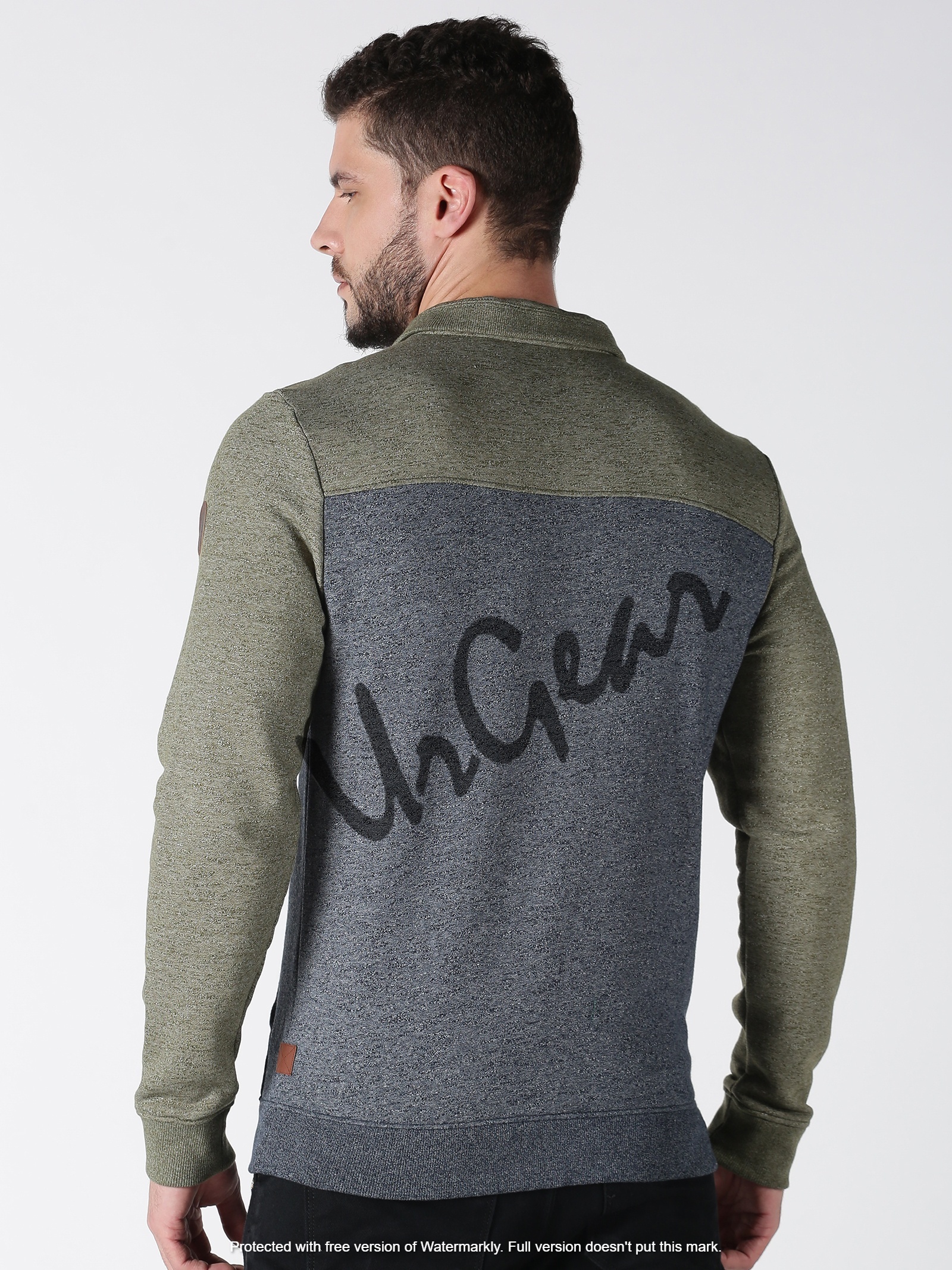 Navy & Green Mens Zipper Sweatshirts
