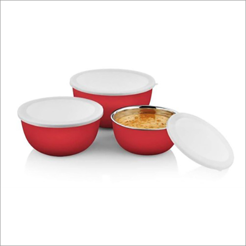 JSI 805 माइक्रोवेव सेफ इनसाइड स्टील यूरो लिड बाउल सेट